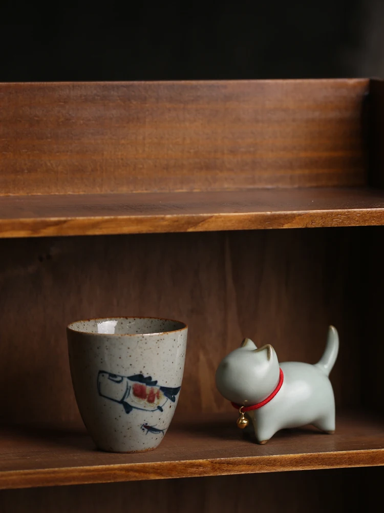 귀여운 세라믹 고양이 차 화분 장식 사랑스러운 고양이 피규어 데스크탑 장식품 문구 홀더 사무용품