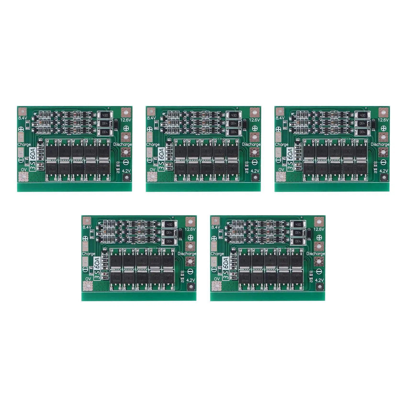 

5PCS 3S 60A Li-Ion Lithium Battery Charger Protection Board 18650 BMS for Drill Motor 11.1V 12.6V/14.8V 16.8V