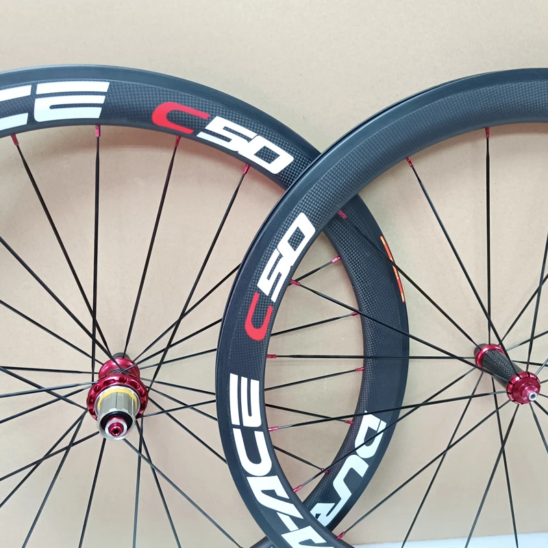 

Light Weight Carbon Wheels with Basalt Brake Surface, Clincher or Tubular Road Bike, 50mm Depth, 25mm Width