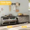 Vabches Shoe Storage Bench with 2 Flip Drawers & Coat Rack Wooden Shoe Cabinet with Padded Seat Cushion for Entryway Furniture 3
