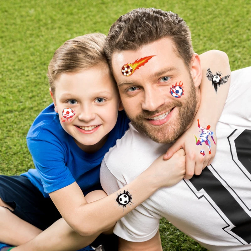 10Sheets Soccer Luminous Tattoo Sticker Kids Temporary Tattoos Boys Football Birthday Party Favors Decor Supplies Gift for Guest