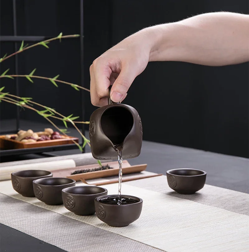 Purple clay stone grinding semi-automatic Tea Set,creative Kung Fu tea Hot of teaware.Creative Tea ceremony supplies