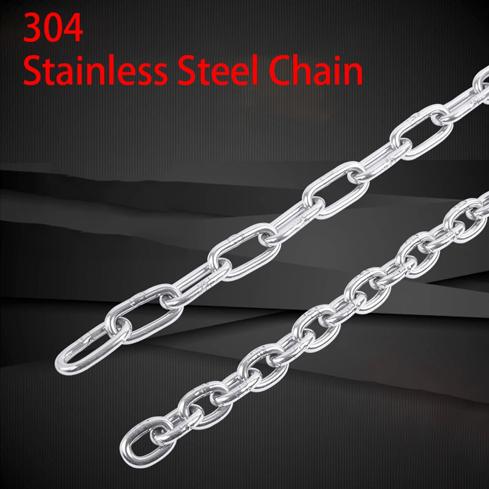 1 Meter 304 Stainless Steel Outdoor Long Short Link Chain Waterproof and Anti-rust For Lifting Binding
