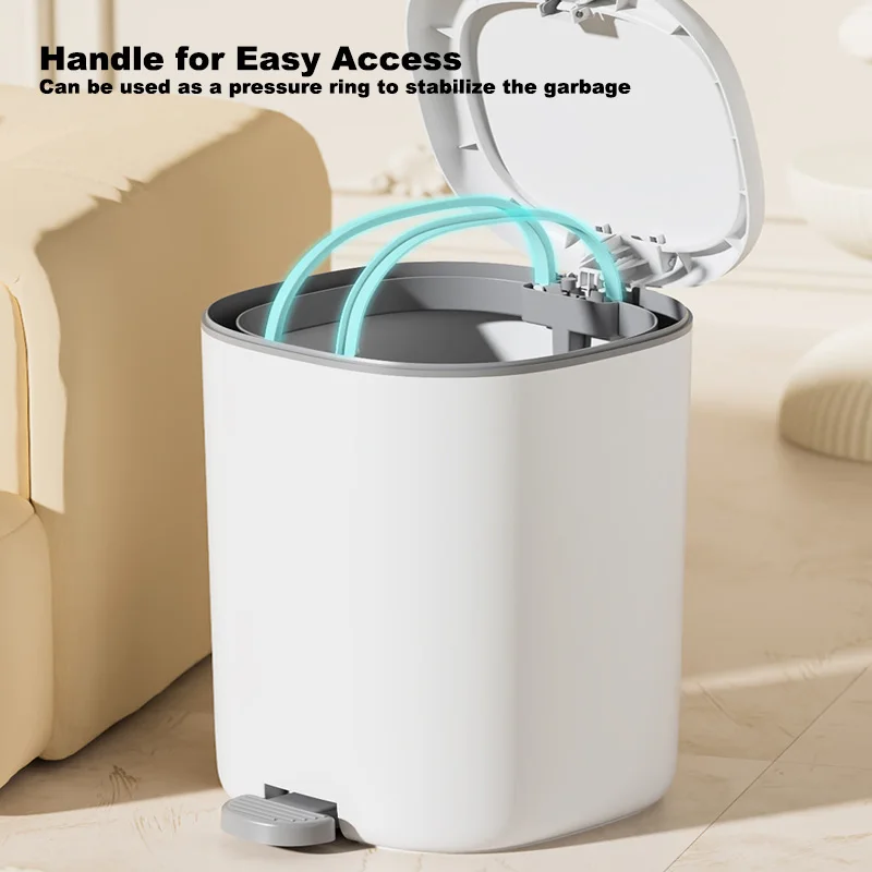 더블 오픈 핸드 프레스 타입 쓰레기통, 대용량, 거실 종이 바구니, 주방 욕실 쓰레기통