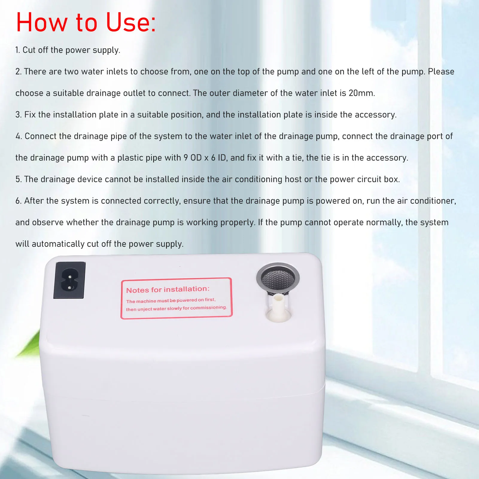 Condensate Pump 24L/h Air Conditioner Automatic Drain Pump AC with 200mL Water Storage Box Condensate AC