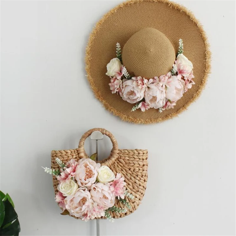 flower straw bag