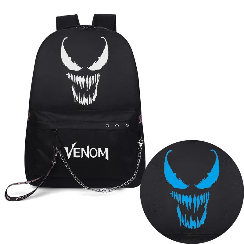 

Glow-in-the-dark venom USB chain backpack for primary and secondary school students