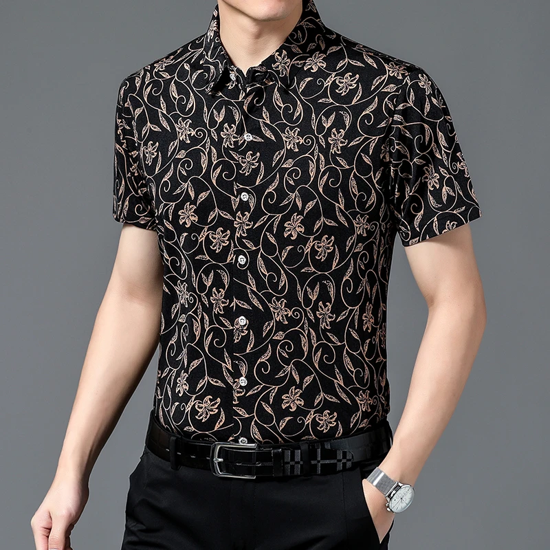 

Casual Printed Graphics Mens Shirts Quick Dry Summer Soft Thin Slim Luxury Tops Beach Hawaiian Shirt