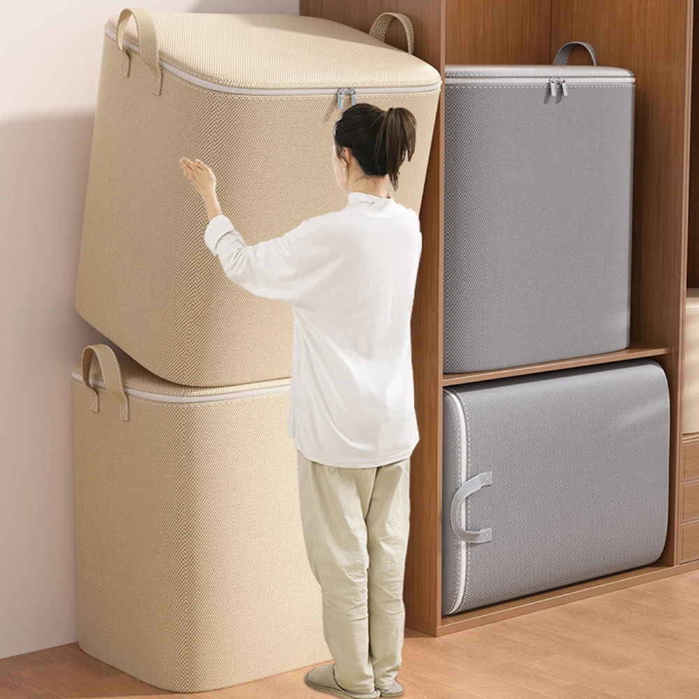 

Household Quilt Clothes Storage Bag Dustproof Stackable Organiser Bin For Home Storage