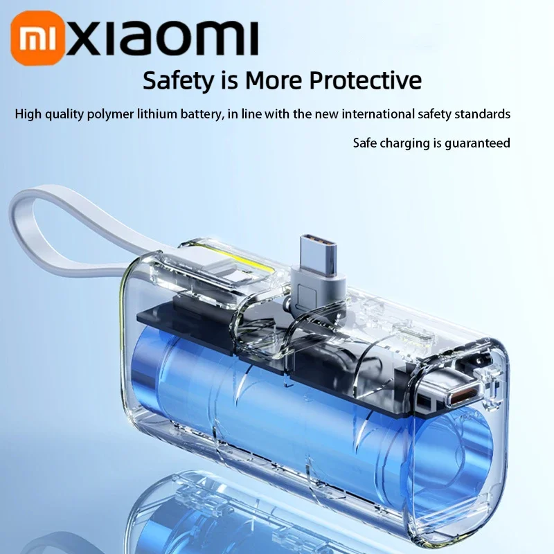 Xiaomi Mijia 50000mAh Mini Capsule Power Bank Large Capicity Built-in Cable Super Fast Charging For iPhone Huawei Samsung New 4