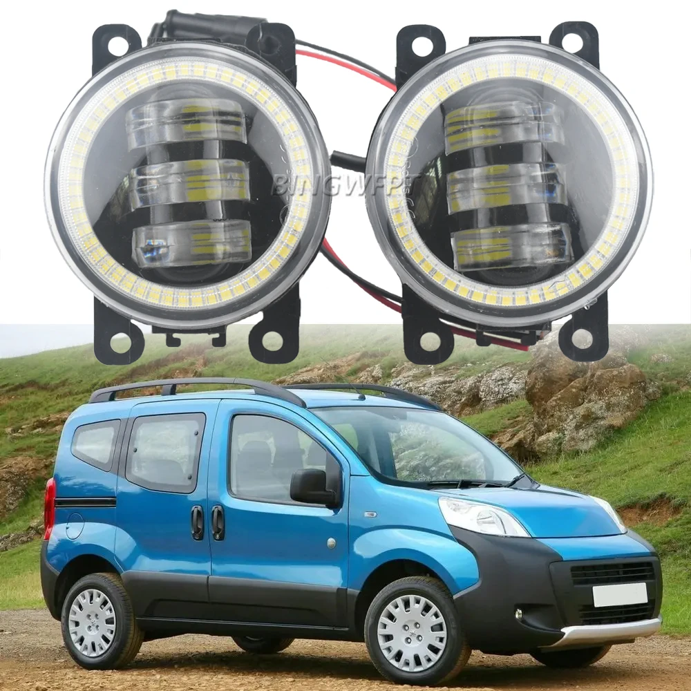 1 Paio Di Fendinebbia A Led Angel Eye Per Peugeot Bipper Tepee 2008-2018 Fendinebbia Per Auto 12V