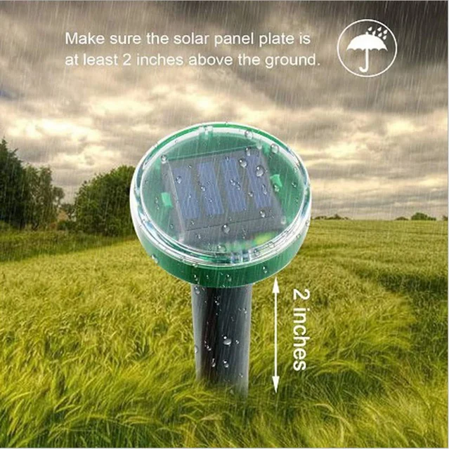 Kültéri Ultrahangos Kártevőirtó Kerti Mólriasztó Napenergia Vakond Madár Szúnyog Egér Udvar - Image 3