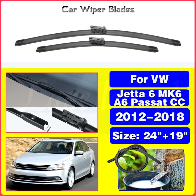 

Wiper LHD Front Wiper Blades For VW Jetta 6 MK6 A6 Passat CC 2012 - 2018 Windshield Windscreen Window Brush 2016 2017 24"+19"