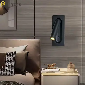 Lampada da comodino moderna e semplice per camera d'albergo, camera da letto, soggiorno, studio, lampada da lettura, protezione per gli occhi incorporata, lampada da parete girevole