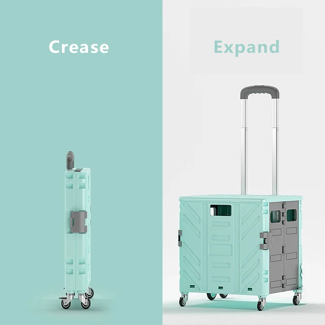 Hordozható Otthoni Élelmiszerbolt Kosár Kültéri Bevásárlókosár Összecsukható Bevásárlókocsi Rúd Meghajtó Húzó Kis Piknik - Image 5