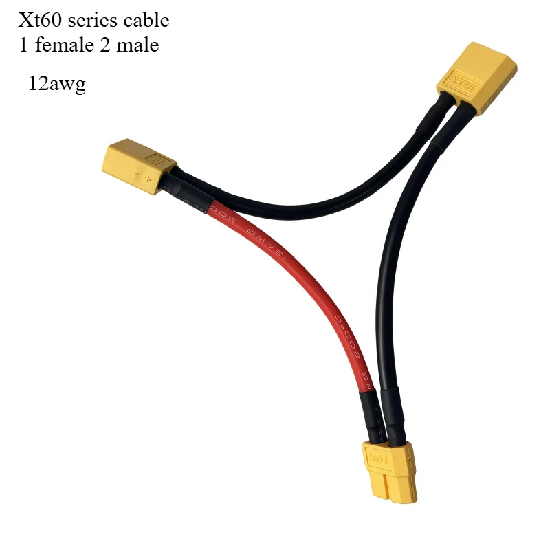 High-Quality Cable for Lithium Battery Connection, Male and Female Plugs, 10CM Length, 12/14/16AWG