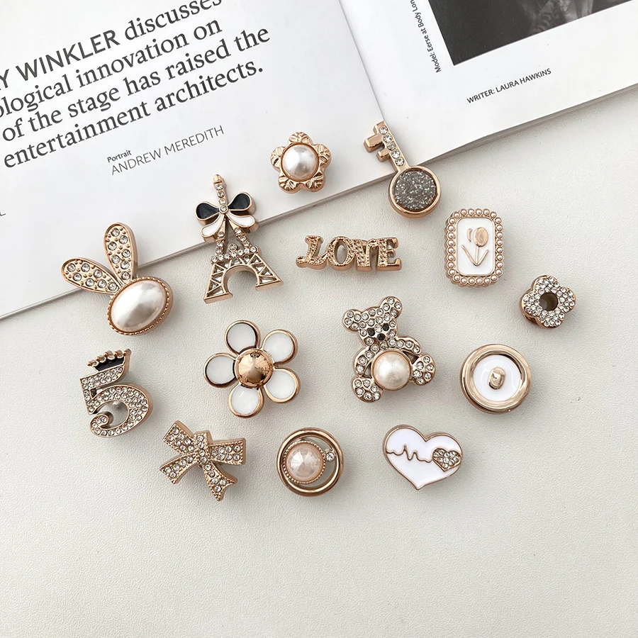 14pcs Sparkling Golden Faux Pearl Shoe Charms Pins Set DIY Detachable Shoe Decoration Suitable For CROCS Clogs Party Gift Idea 14pcs Sparkling Golden Faux Pearl Shoe Charms Pins Set DIY Detachable Shoe Decoration Suitable For CROCS Clogs Party Gift Idea