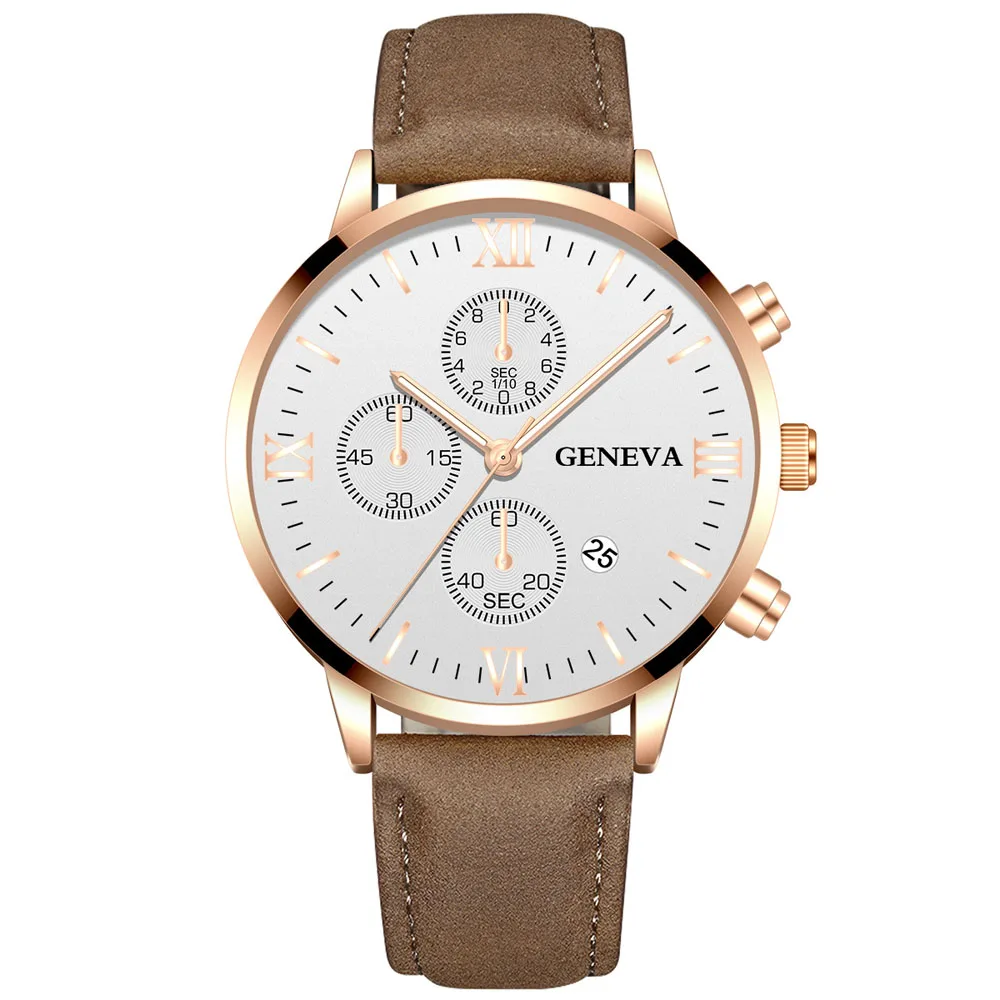 Fashion Geneva Men Date Alloy Case Synthetic Leather Analog Quartz Sport Watch Male Clock Top Brand Luxury Relogio Masculino 
