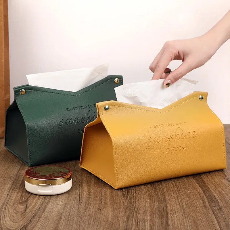 

Leather Tissue Box Car Tissue Box Home Living Room Decoration Bedroom Kitchen Desktop Nordic Large Storage Box Napkin Holder