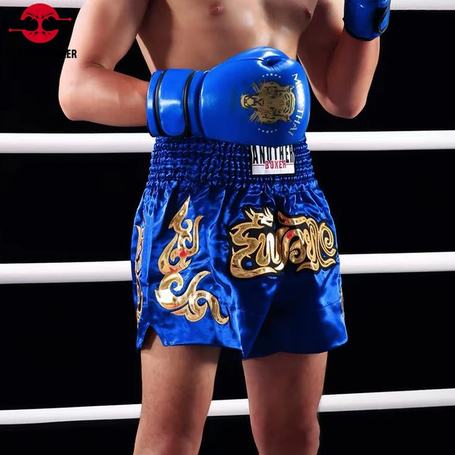 Muay Thai Shorts 2025 Thai Boxing Shorts Women Men Child Embroidery Kickboxing Training Pants Sanda Martial Arts Fight Equipment