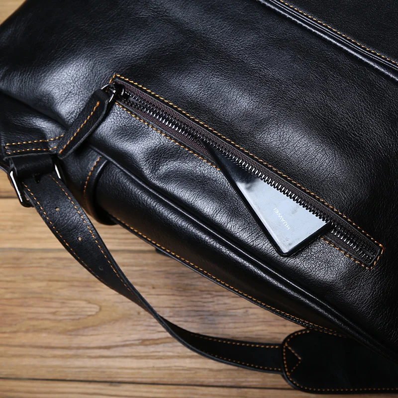 NZPJ Retro Genuine Leather Men's Backpack Top Layer Cowhide Fashion Travel Bag Casual Backpack Large Capacity  Computer Bag