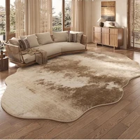 Tapis de luxe léger pour chambre à coucher, formes irrégulières, décoration de salon, lavable, épais, en peluche, pour étude, maison, moelleux et doux 1