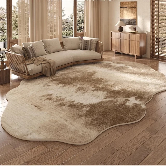 Tapis de luxe léger pour chambre à coucher, formes irrégulières, décoration de salon, lavable, épais, en peluche, pour étude, maison, moelleux et doux 1