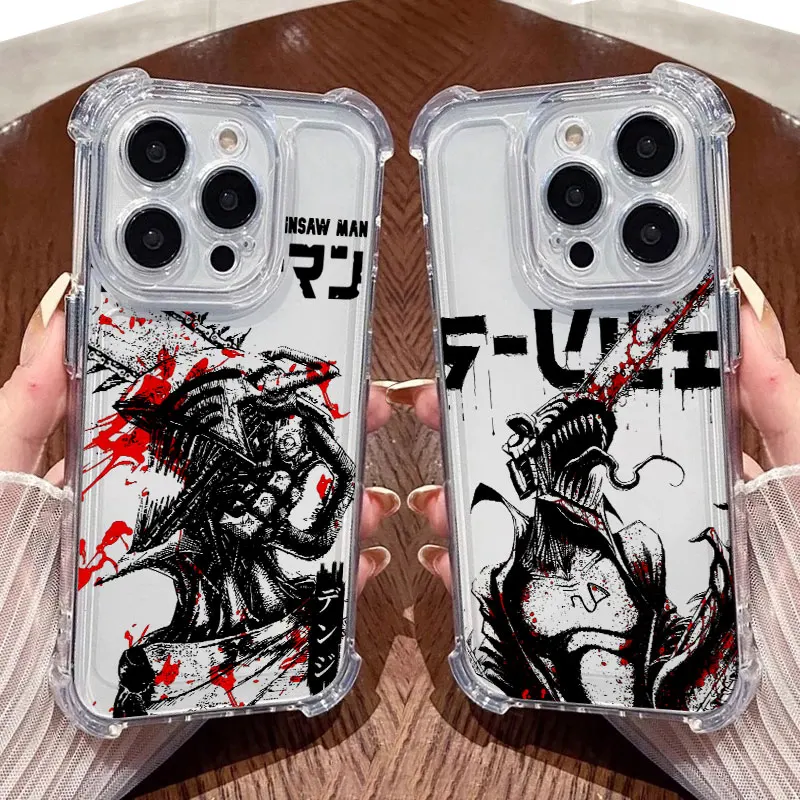 Chainsaws Anime Man Clear Shockproof Silicone Phone Case