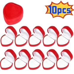 Elegant Red Heart Flocking Ring and Earrings Gift Box (Red - 10pcs)