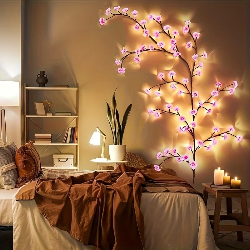 Cherry Tree Branch Lights USB Powered Blossom Branch Decoration Night Lights for Home Wall Cherry Enchanted Willow Vine Lights