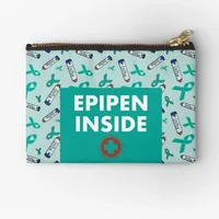 Epipen Inside Medical Bag Teal Ribbon  Zipper Pouches Socks Key Wallet Coin Women Pure Pocket Men Packaging Small Panties 1