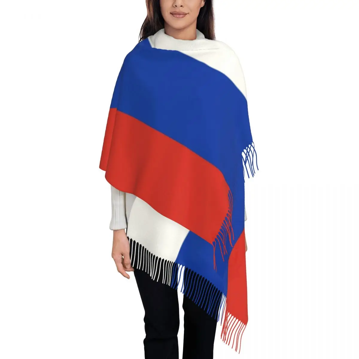 

Lady Long Flag Of Russia Scarves Women Winter Soft Warm Tassel Shawl Wrap Scarf