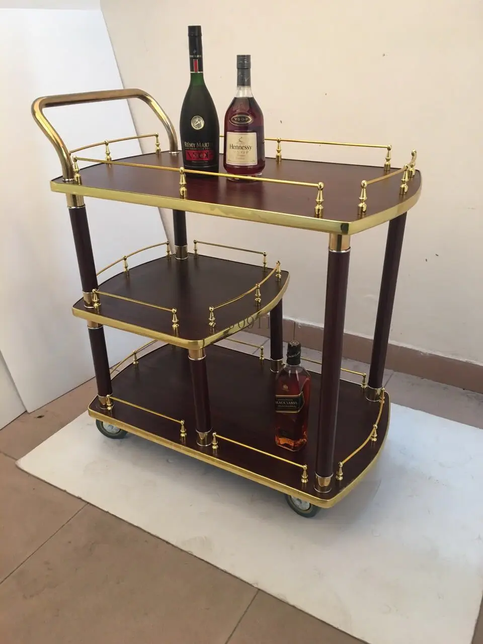 *Stainless Steel Cart Double Portable Serving Rolling Storage Carrying Dining Trolley Espejo Janitorial Bar
