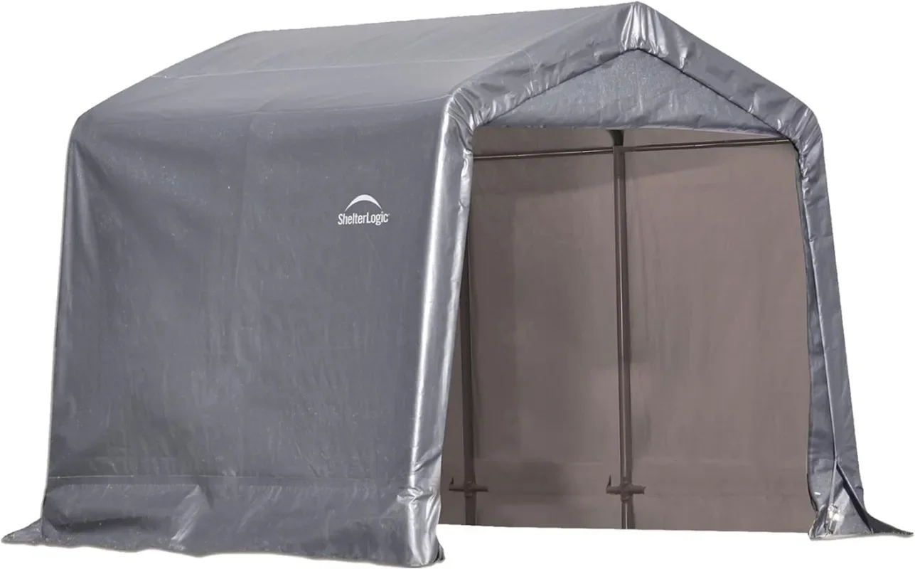 

ShelterLogic 8 'x 8' сарай в коробке, стальная металлическая рама, сарай для хранения на крыше, водонепроницаемый многоразовый шнековый анкер