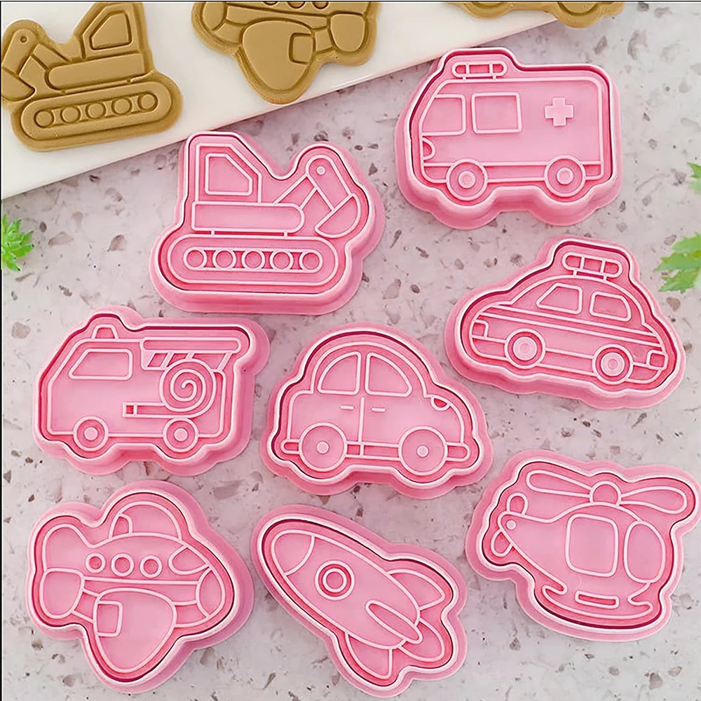 Cookie Cutter Aircraft Cars Transportation Cartoon Biscuit Mold Confectionery Cookie Stamp Baking Tools