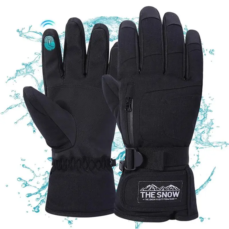 

Motorcycle Thermal Gloves Sports Warm Gloves Touch Screen Waterproof Snowboard Gloves With Zipper Pocket For Men Women