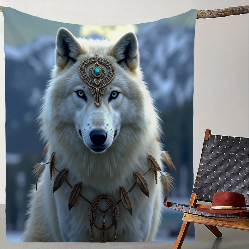 Decke mit Traumfänger-Wolf-Aufdruck, weiche Überwurfdecke für Zuhause, Schlafzimmer, Bett, Sofa, Reisen, Büro, solide Decke – Detail 26