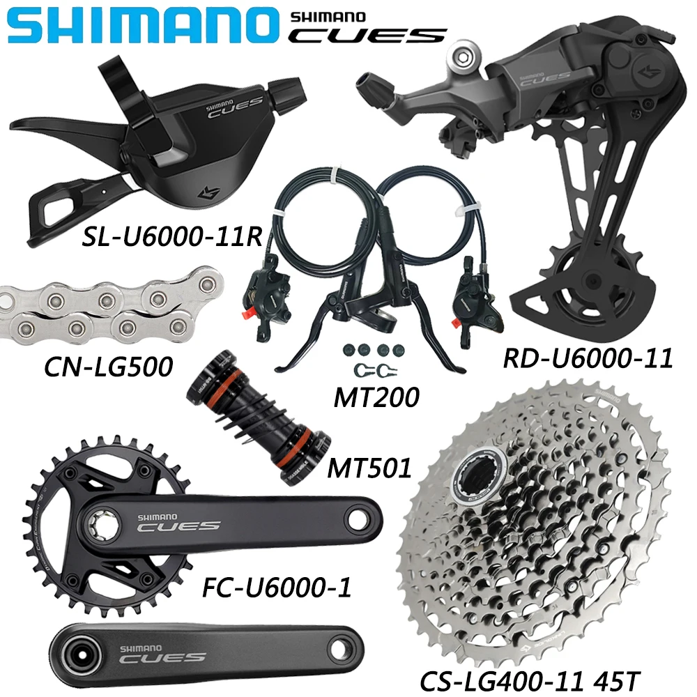 

SHIMANO CUES U6000 11 Speed Groupset FC-U6000-1 Cranset CS-LG400 45T/50T CN-LG500 MT200 Brake BB-MT501 Original Bicycle Parts