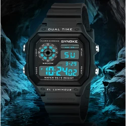 Unisex Sports Luminous Waterproof Digital Wristwatch (Black)