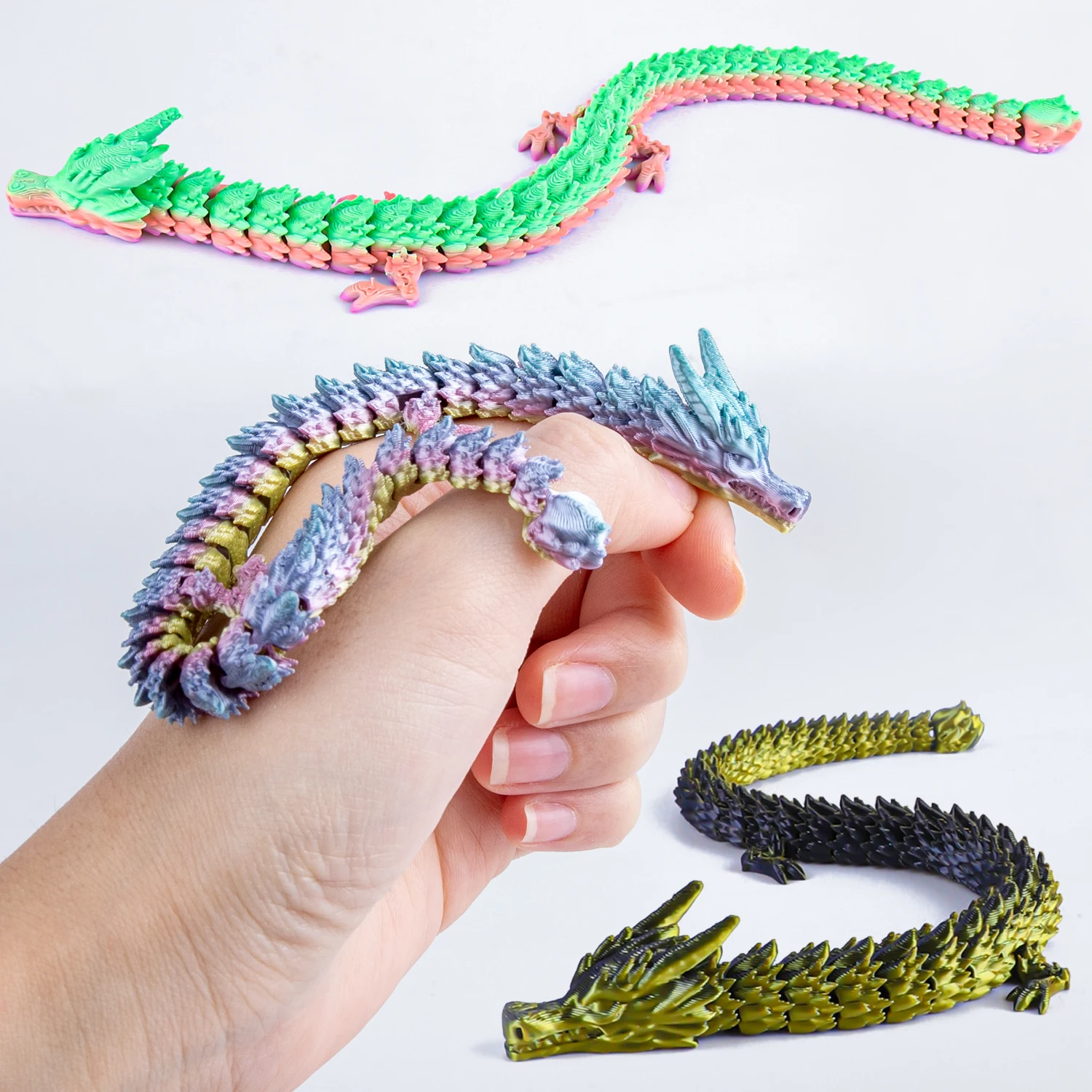Vibrant 3D Dragon Toy with Articulated Joints - Fun Poseable Figure for Holiday Pranks and Novelty Gifts