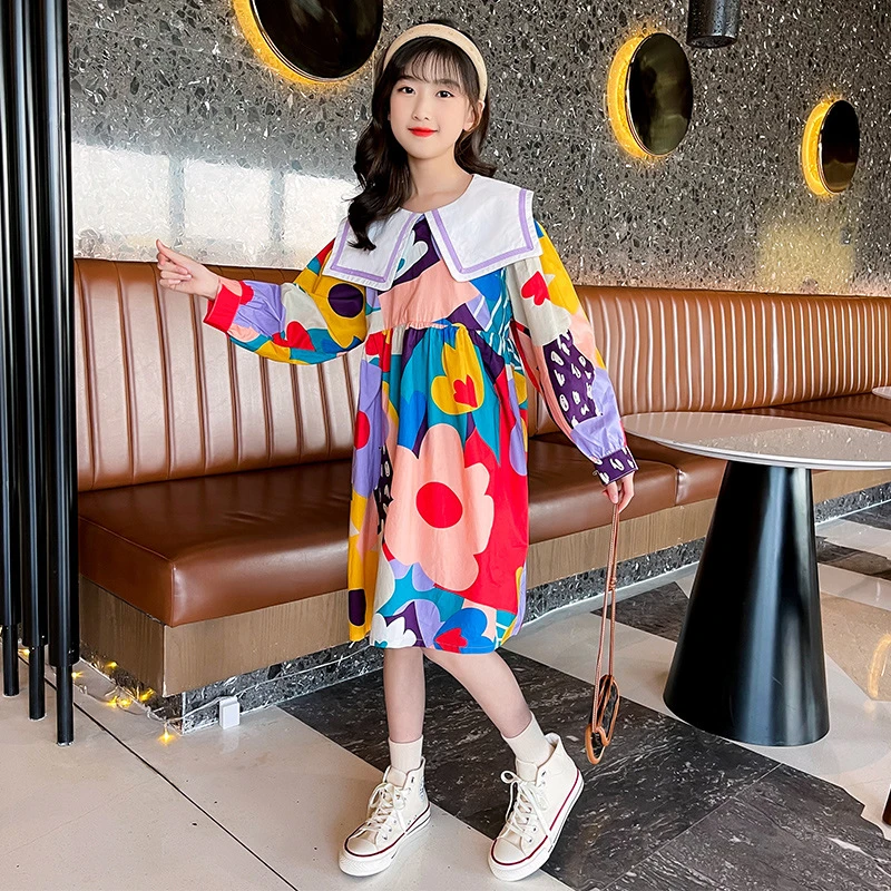 Girls Foral Dress 2022 Spring Summer Casual Dress Charm Girl Clothes Flower Children's Dresses Girl Clothing 12 Years Costumes fashion baby girl skirt