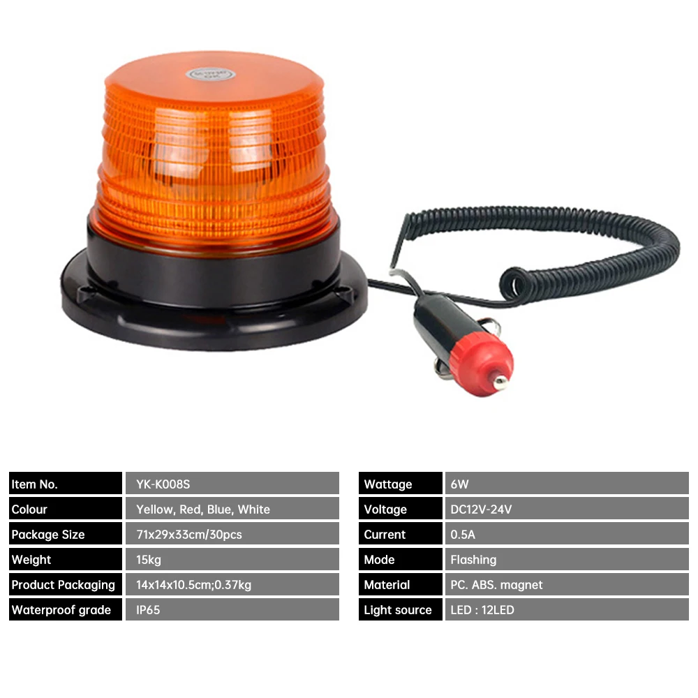 DC12~24V Magnetic Flashing Warning Light 12LED Flashing Light High Brightness Emergency Indicator Car Outline