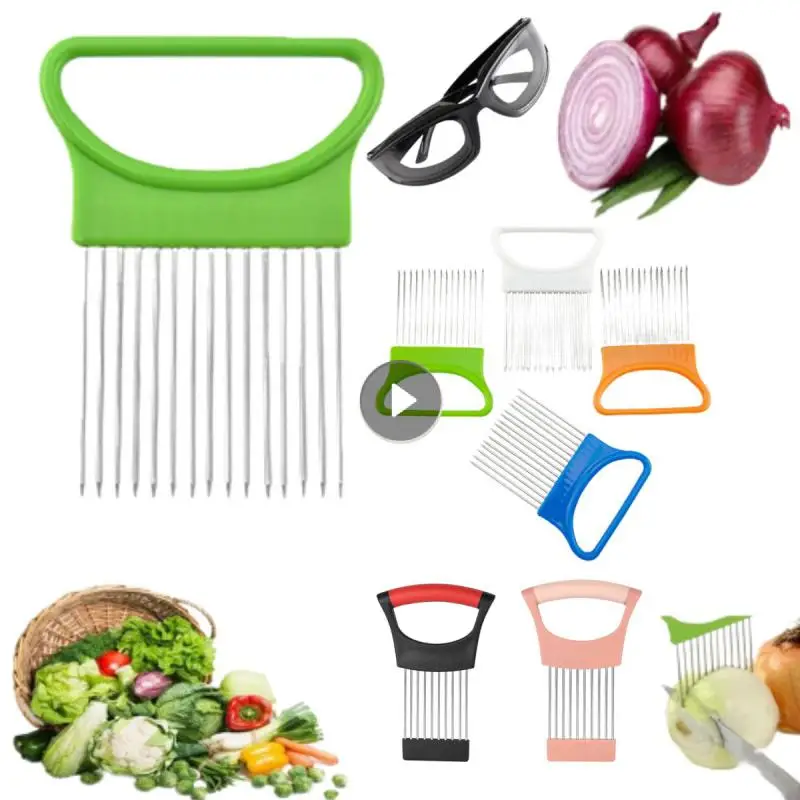 Acciaio Inossidabile Cipolla Ago Cipolla Forchetta Verdure Frutta Affettatrice Pomodoro Taglierina Coltello Taglio Sicuro Supporto Accessori Da Cucina