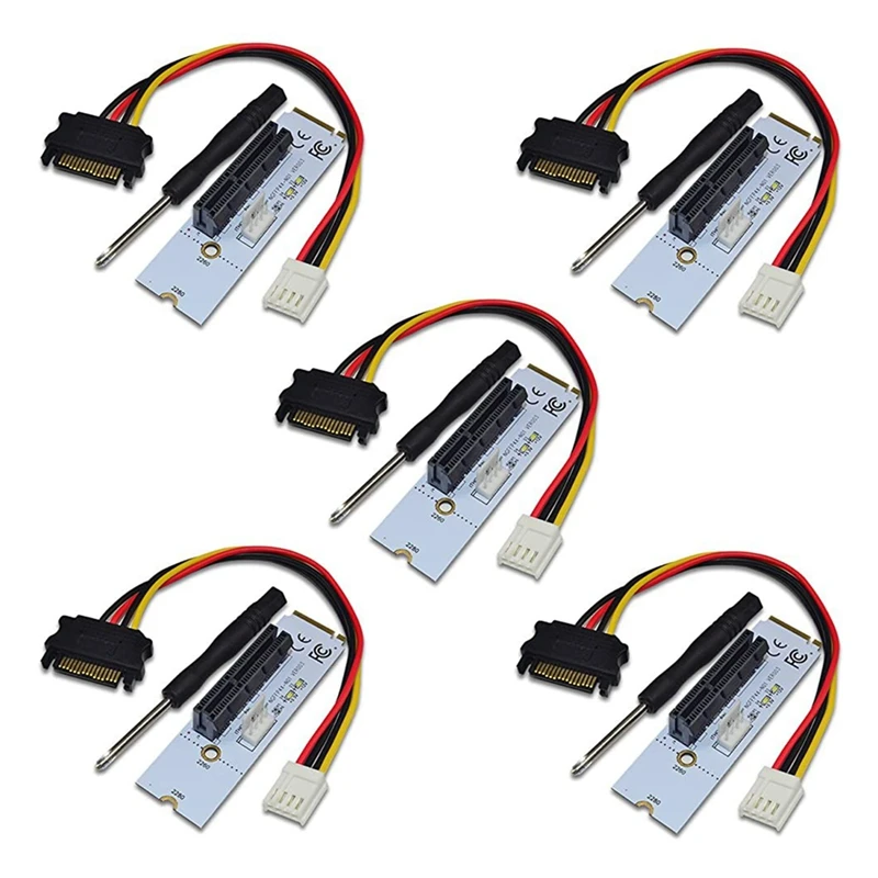 

5X NGFF M.2 до PCI-E 4X Райзер карта M2 Key M к Pcie X4 адаптер со стандартным индикатором напряжения для майнинга биткоинов ETH