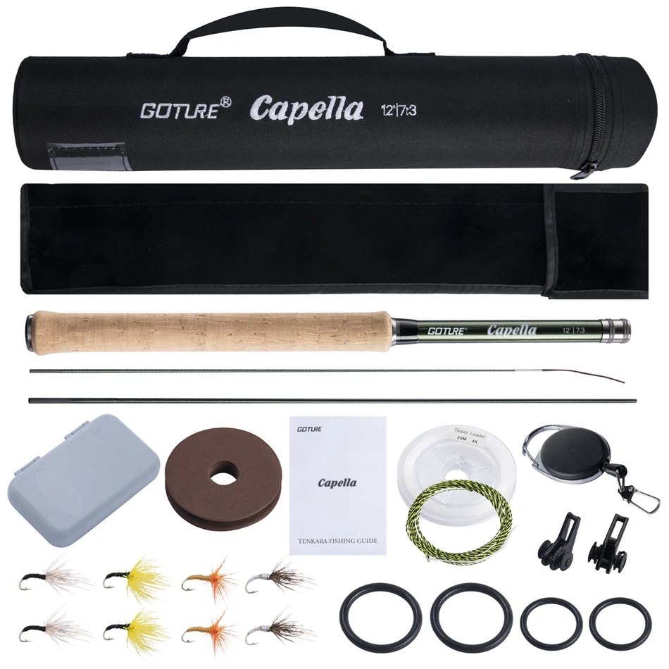Description Picture 6 of itemGoture 12FT Classical Tenkara Fly Fishing Rod Combo Super Light Portable IM8 Carbon Fiber Trout Rod With Flies Line Lures Set