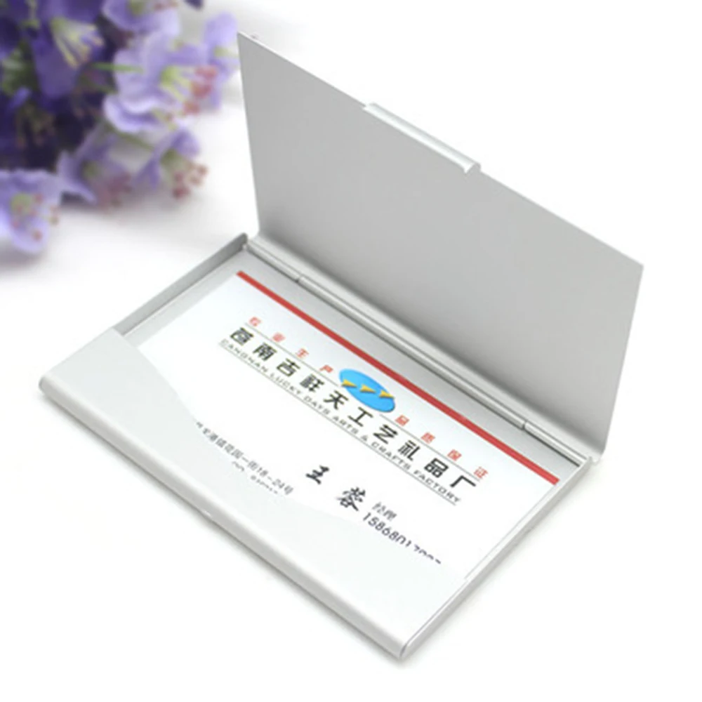 Metal Card Holder Box Aluminum Business Card Postcard Storage Case Portable Large Capacity Card Container for Men and Women 3