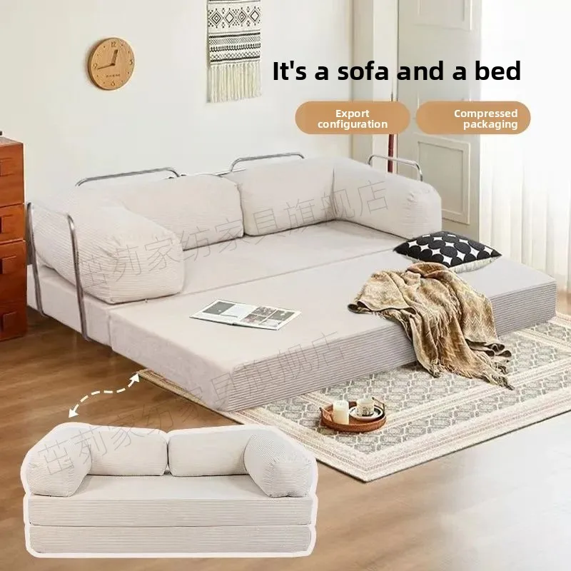 Mid-Century Vintage American Fabric Sofa Bed Small Living Room Comfortable Removable Washable Modular Lazy Durable Space Saving