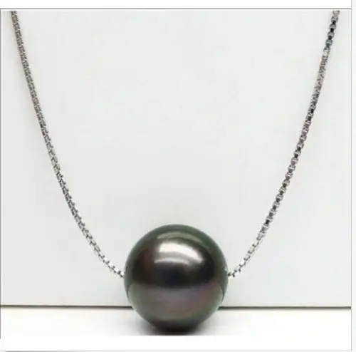 

HOT 10-11MM NATURAL SOUTH SEA GENUINE BLACK PEARL PENDANT NECKLACE