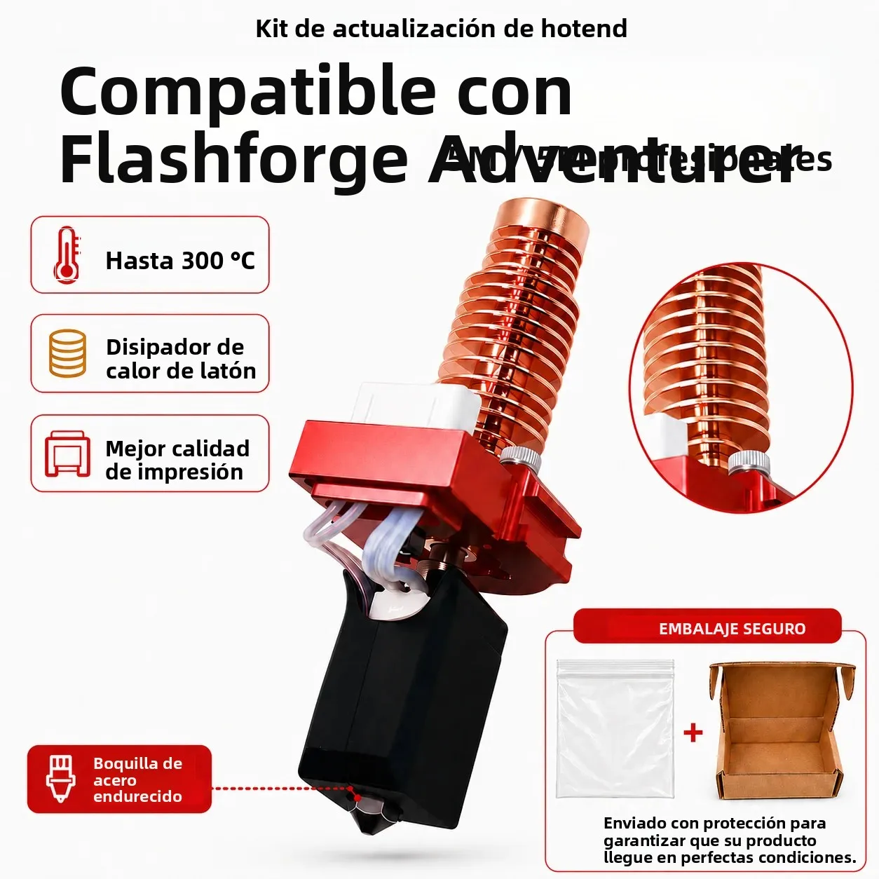 Dernier Kit Hotend amélioré pour Flashforge Adventurer 5M/5M Pro: tête d'impression AD5M, bloc chauffant en céramique et buse en acier dur