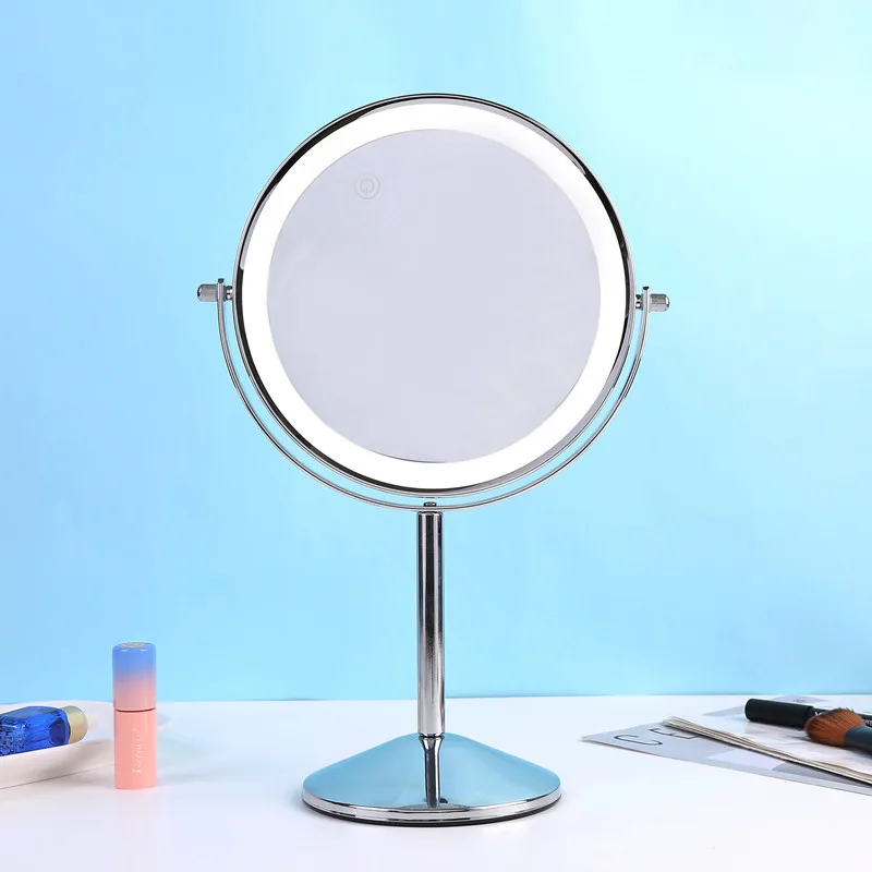 8 Inch Rechargeable Double Sided 10X Magnification 3 Color Lighting, Dimmable Touch Control Makeup Mirror 360°Rotation